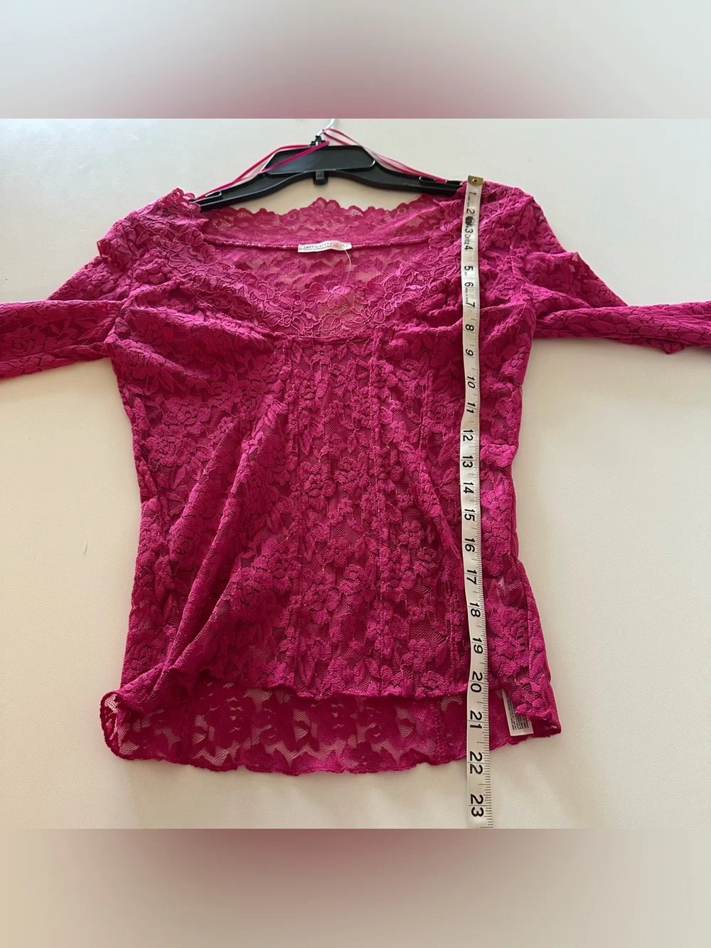 NEW Free People Intimately FP All Night Lace Long Sleeve Stranglove Pink Sheer S